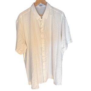 COOFANDY Mens 3XL White Short Sleeve Button Up Shirt Linen Blend Casual